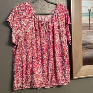 Pink Floral Short Sleeve Top